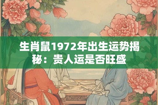 生肖鼠1972年出生运势揭秘：贵人运是否旺盛