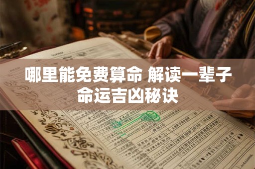 哪里能免费算命 解读一辈子命运吉凶秘诀