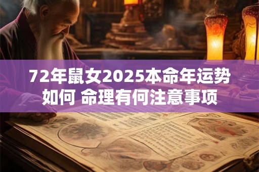 72年鼠女2025本命年运势如何 命理有何注意事项