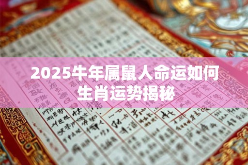 2025牛年属鼠人命运如何 生肖运势揭秘
