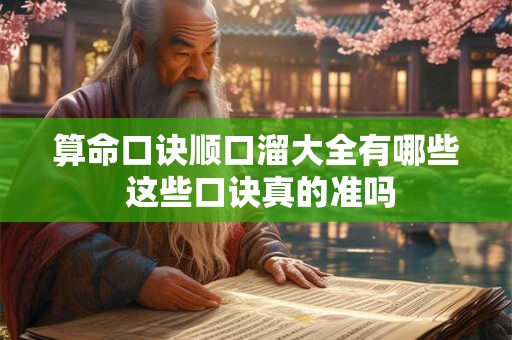 算命口诀顺口溜大全有哪些 这些口诀真的准吗