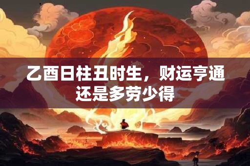 乙酉日柱丑时生，财运亨通还是多劳少得