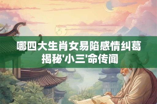 哪四大生肖女易陷感情纠葛 揭秘'小三'命传闻