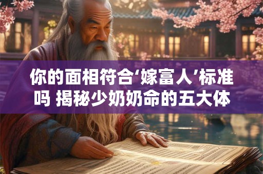 你的面相符合‘嫁富人’标准吗 揭秘少奶奶命的五大体态特征
