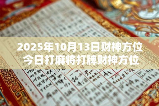 2026年10月13日财神方位 今日打麻将打牌财神方位！