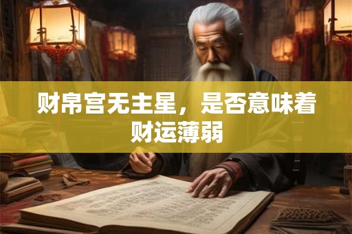 财帛宫无主星，是否意味着财运薄弱