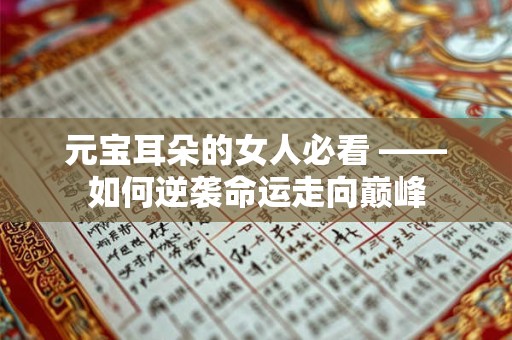 元宝耳朵的女人必看 ——如何逆袭命运走向巅峰
