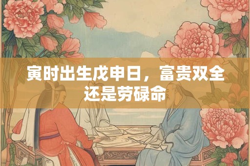 寅时出生戊申日，富贵双全还是劳碌命