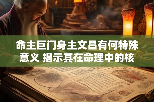 命主巨门身主文昌有何特殊意义 揭示其在命理中的核心地位