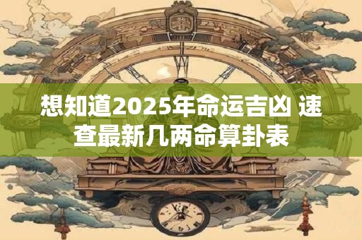 想知道2025年命运吉凶 速查最新几两命算卦表