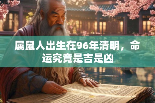 属鼠人出生在96年清明，命运究竟是吉是凶