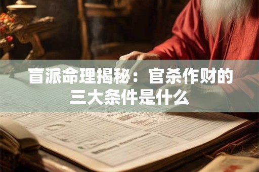 盲派命理揭秘:官杀作财的三大条件是什么 盲派命理揭秘:官杀作财的三大条件是什么