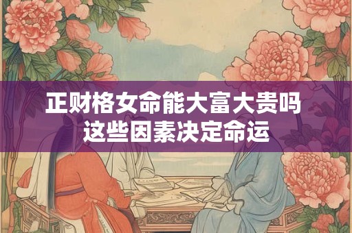 正财格女命能大富大贵吗 这些因素决定命运