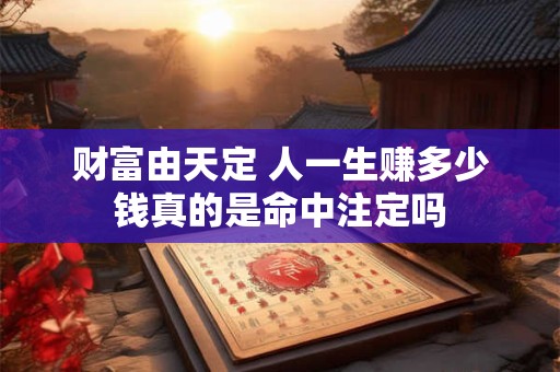 财富由天定 人一生赚多少钱真的是命中注定吗