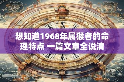 想知道1968年属猴者的命理特点 一篇文章全说清 想知道1968年属猴者的命理特点 一篇文章全说清