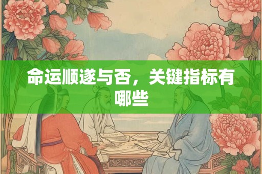 命运顺遂与否，关键指标有哪些