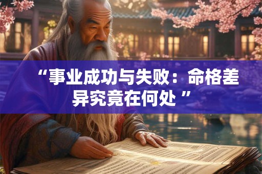 详细阅读:“事业成功与失败:命格差异究竟在何处 ” “事业成功与失败:命格差异究竟在何处 ”