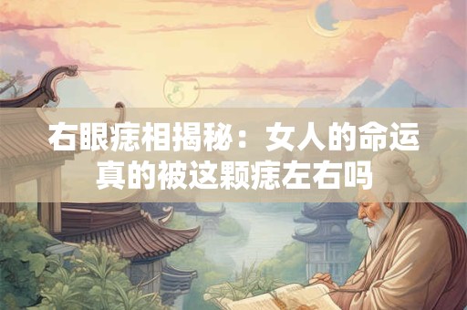 右眼痣相揭秘：女人的命运真的被这颗痣左右吗