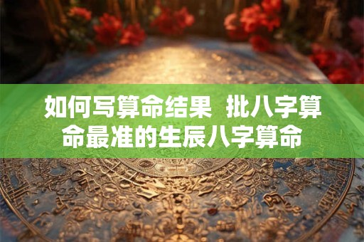如何写算命结果  批八字算命最准的生辰八字算命