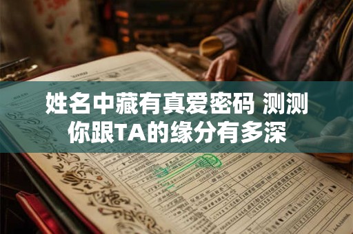 姓名中藏有真爱密码 测测你跟TA的缘分有多深