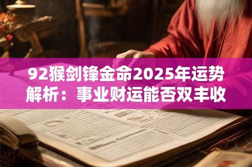 92猴剑锋金命2025年运势解析：事业财运能否双丰收