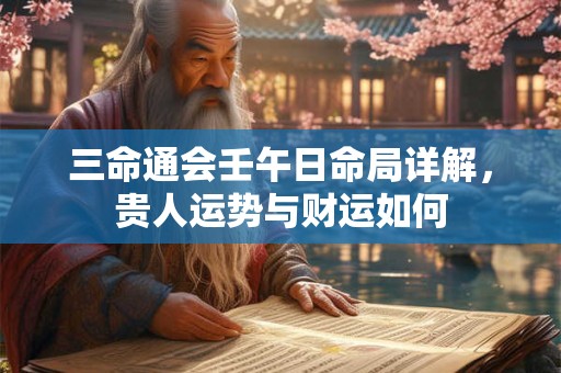 三命通会壬午日命局详解，贵人运势与财运如何
