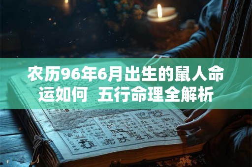 农历96年6月出生的鼠人命运如何  五行命理全解析