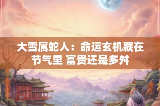 大雪属蛇人：命运玄机藏在节气里 富贵还是多舛