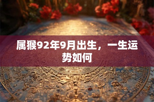 属猴92年9月出生，一生运势如何