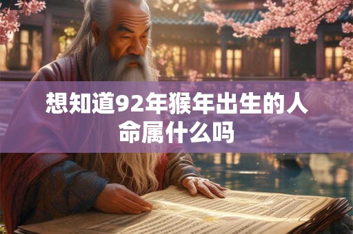 想知道92年猴年出生的人命属什么吗
