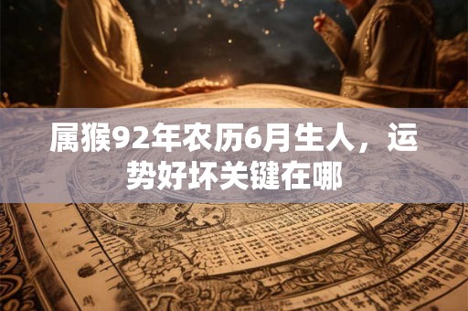 属猴92年农历6月生人，运势好坏关键在哪