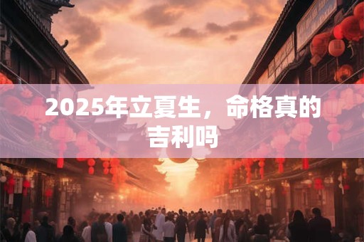 2025年立夏生，命格真的吉利吗