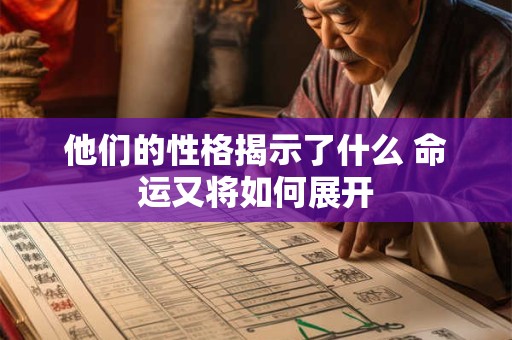 他们的性格揭示了什么 命运又将如何展开