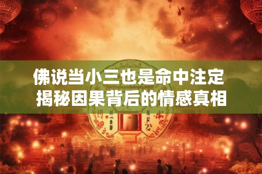 佛说当小三也是命中注定 揭秘因果背后的情感真相