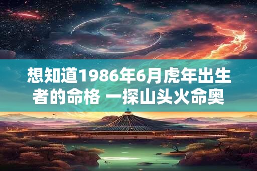 想知道1986年6月虎年出生者的命格 一探山头火命奥秘 想知道1986年6月虎年出生者的命格 一探山头火命奥秘