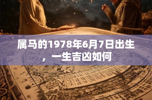 属马的1978年6月7日出生，一生吉凶如何