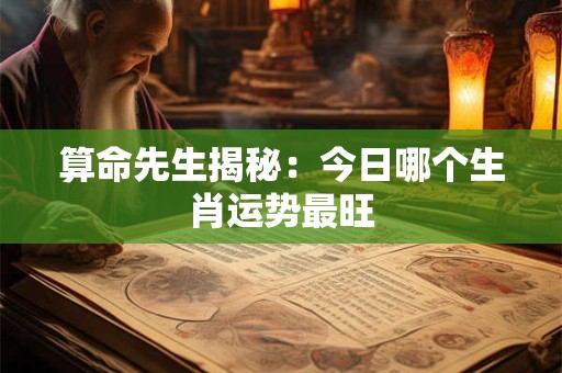 算命先生揭秘：今日哪个生肖运势最旺