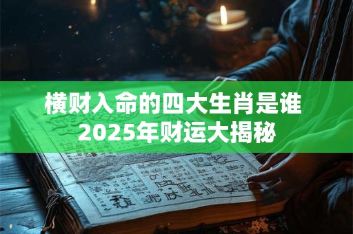 横财入命的四大生肖是谁 2025年财运大揭秘