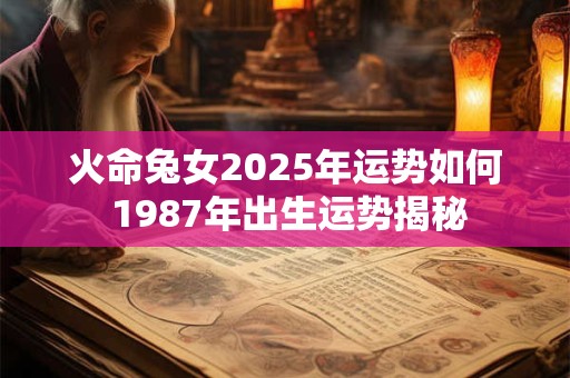 火命兔女2025年运势如何 1987年出生运势揭秘