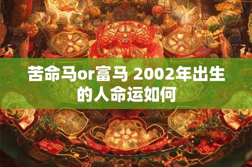 苦命马or富马 2002年出生的人命运如何
