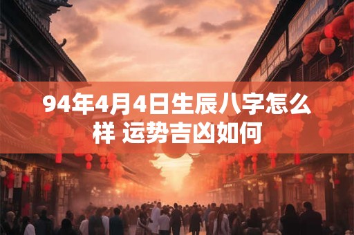 94年4月4日生辰八字怎么样 运势吉凶如何