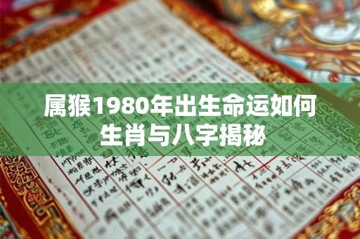 详细阅读:属猴1980年出生命运如何 生肖与八字揭秘 属猴1980年出生命运如何 生肖与八字揭秘