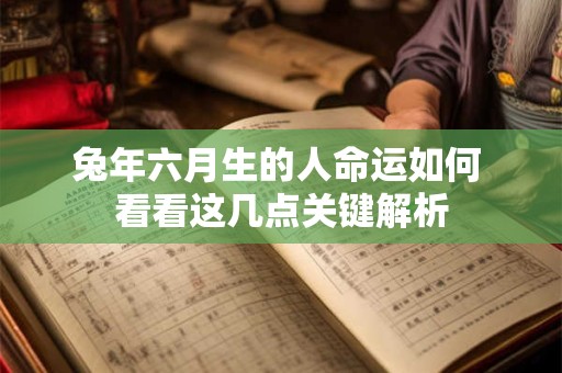 兔年六月生的人命运如何 看看这几点关键解析