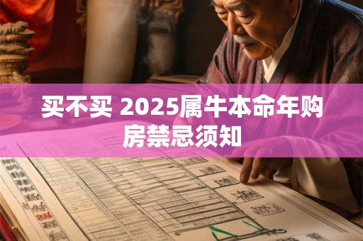 买不买 2025属牛本命年购房禁忌须知