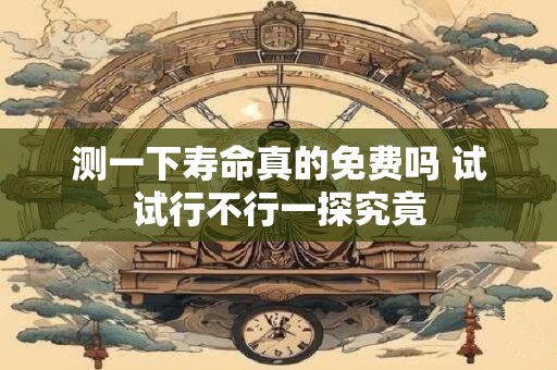 测一下寿命真的免费吗 试试行不行一探究竟