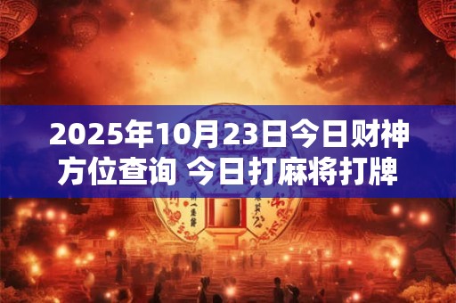 2025年10月23日今日财神方位查询 今日打麻将打牌财神方位！