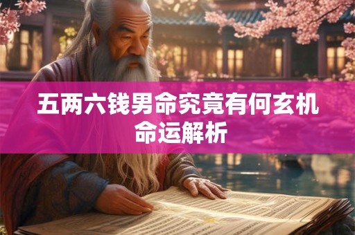 五两六钱男命究竟有何玄机 命运解析