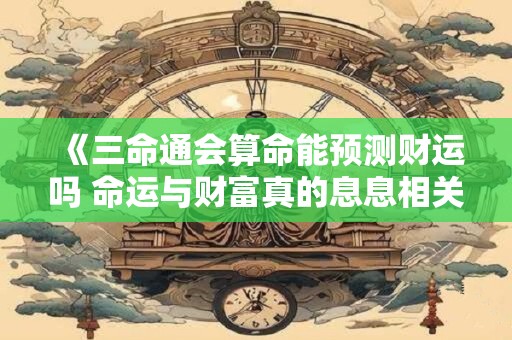《三命通会算命能预测财运吗 命运与财富真的息息相关 》