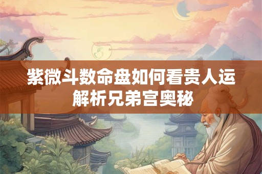 紫微斗数命盘如何看贵人运 解析兄弟宫奥秘