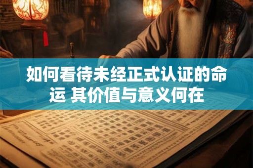如何看待未经正式认证的命运 其价值与意义何在